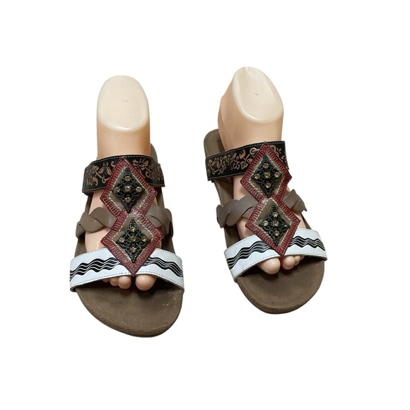 Elite by Corkys Women's Size 11 Cork Wedge Sandal Leather Adjustable Hook & Loop - Picture 2 of 10